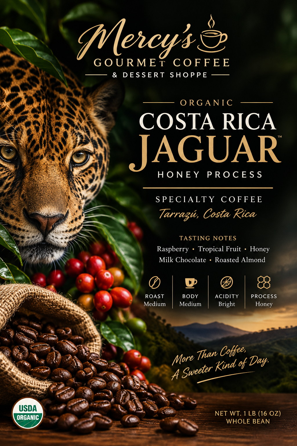 Mercy's Gourmet Coffee – Costa Rica Jaguar | Freshly Roasted – 1 lb