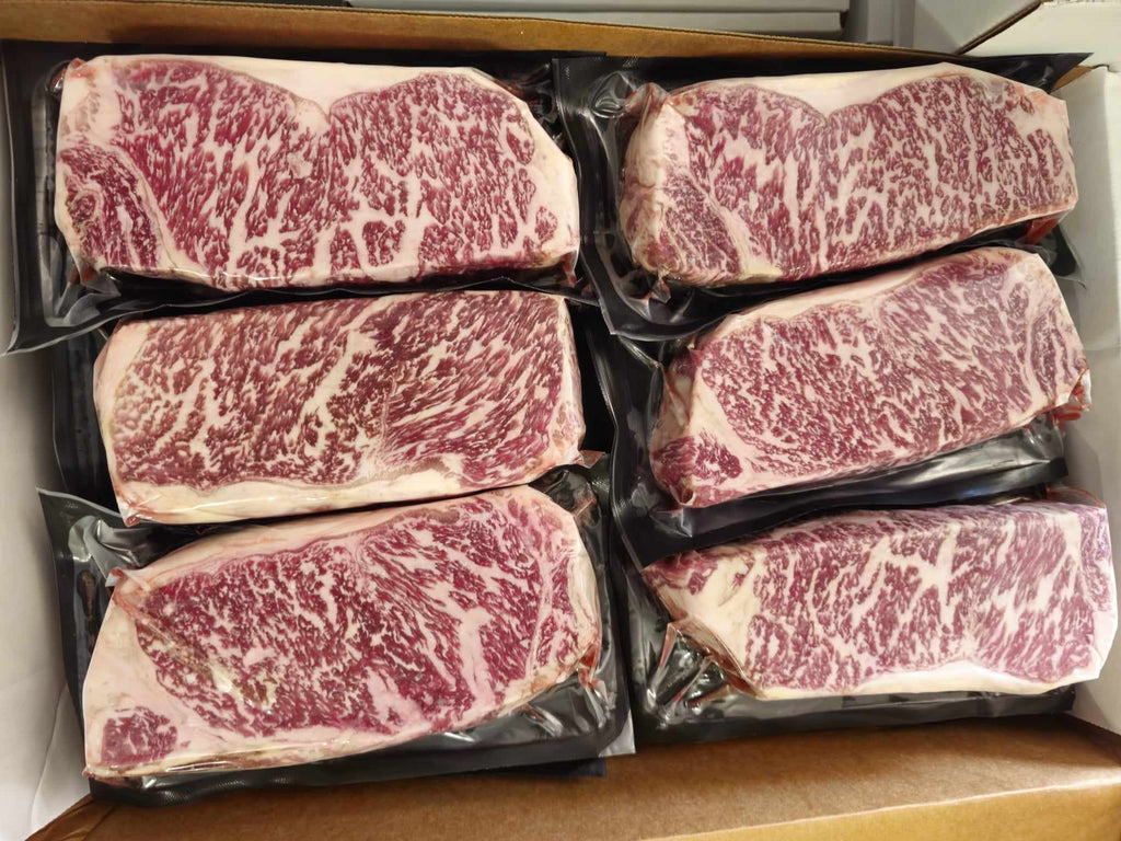 Australian Wagyu New York Strips - (8) 20 oz Steaks - Free Shipping - 8-10 bms