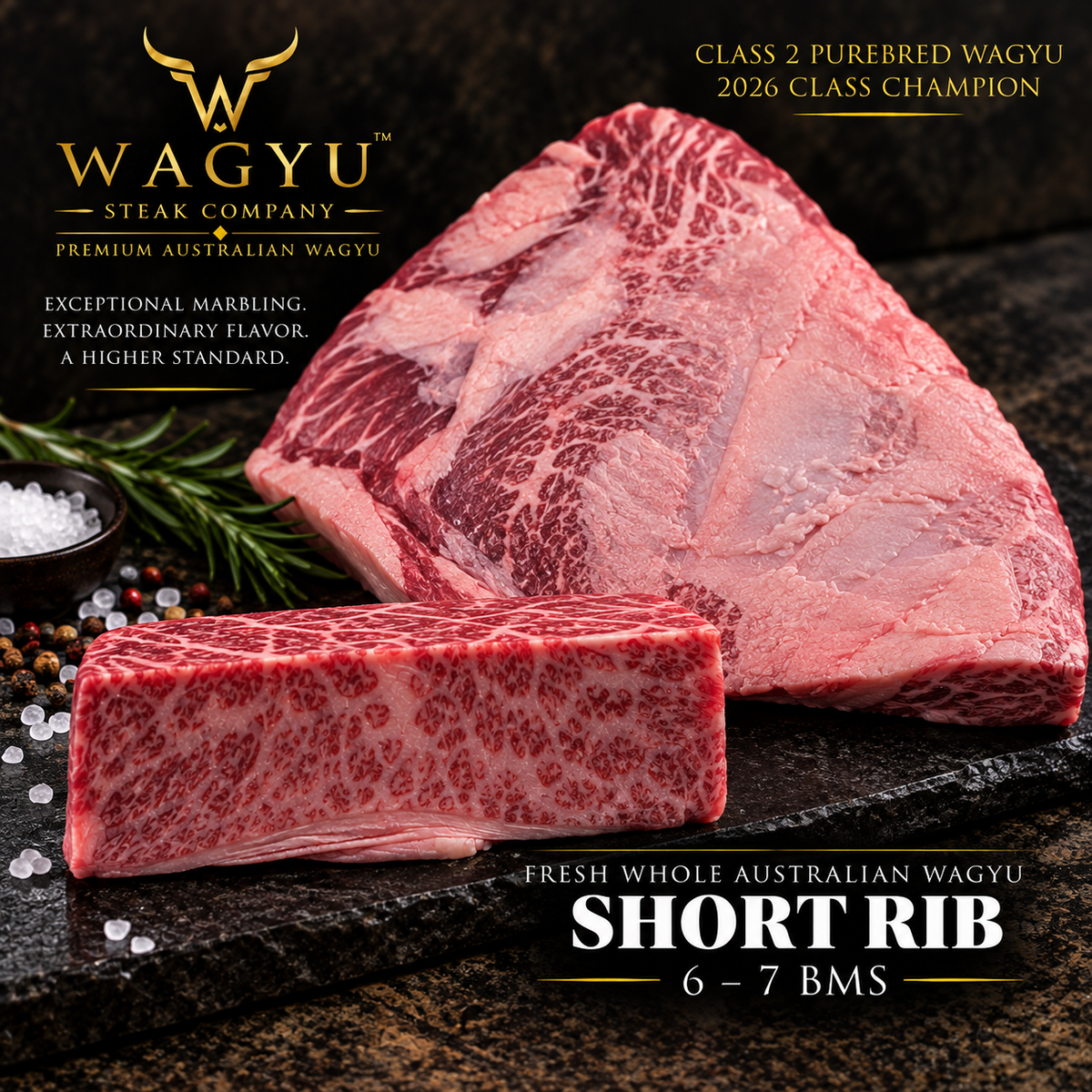 Fresh Whole Australian Wagyu Short Rib — 6–7 BMS