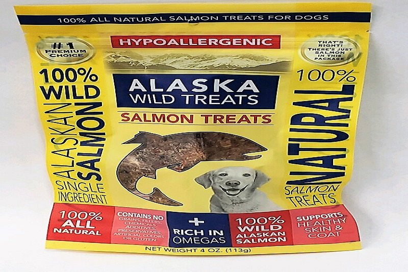 Alaska Wild Treats - Single Ingredient Salmon Dog Treats - 4 oz Package