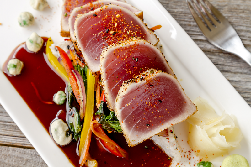 AAA Saku Block Ahi Tuna - 8 lb box, 10-14 oz blocks, free shipping